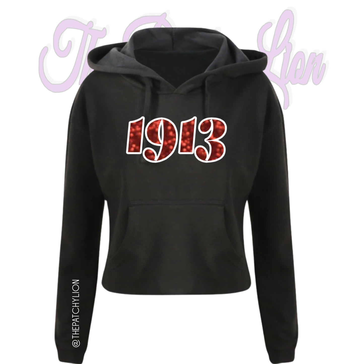 1913 Glitter Crop Hoodie Black | Free Shipping