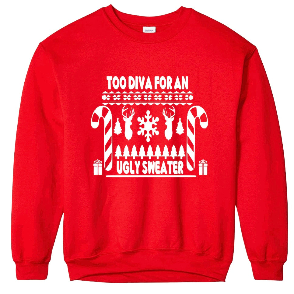 Too Diva Crewneck Sweatshirt Red | Free Shipping