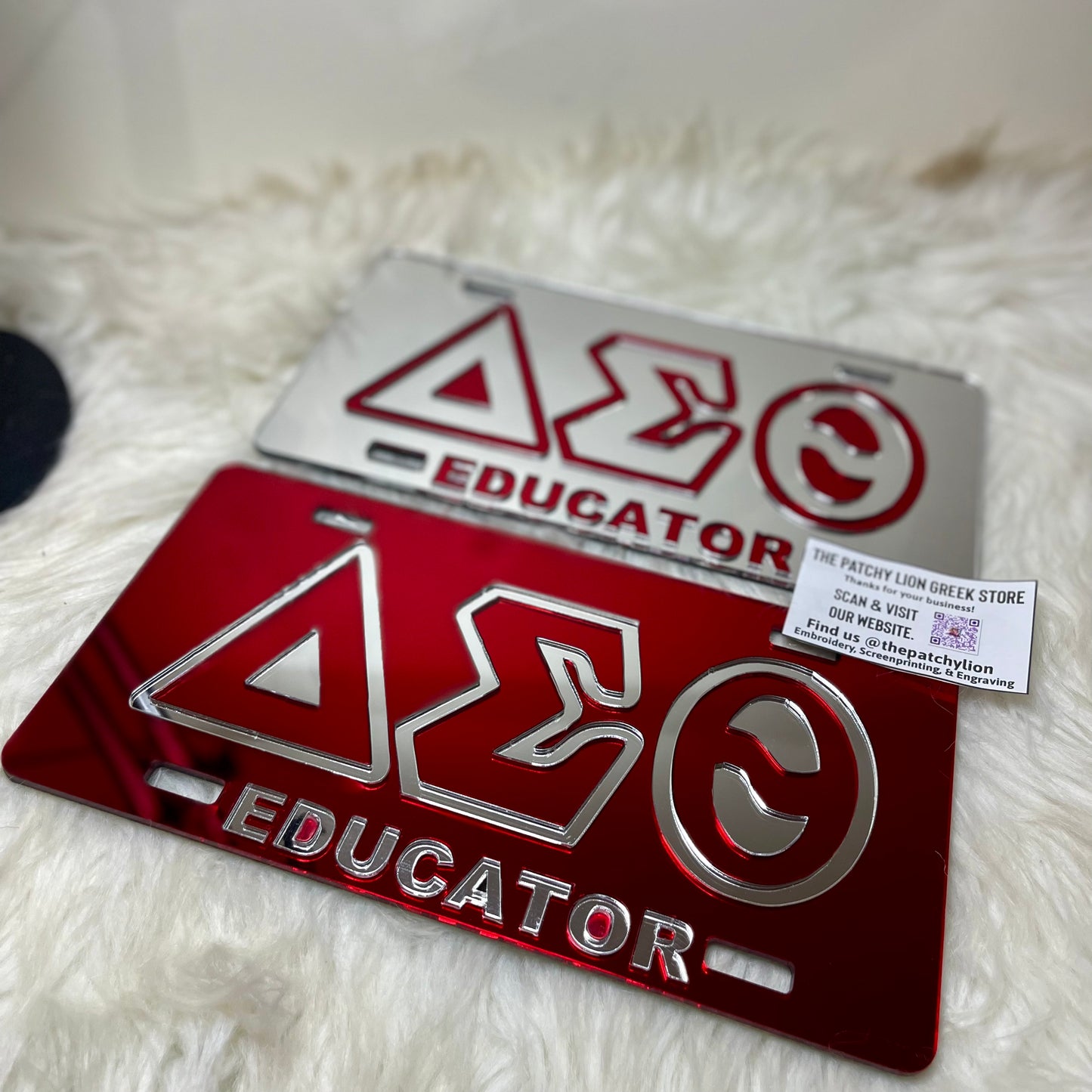 Mirrored-Acrylic License Plate Educator Delta | Free Shipping