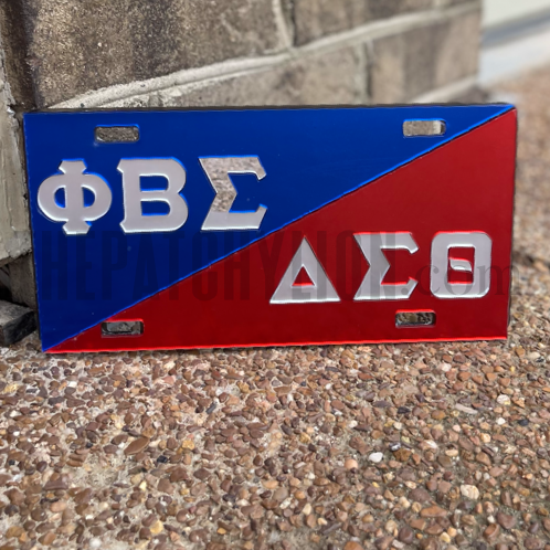 Split Mirrored-Acrylic Chapter License Plate Omega | Free Shipping