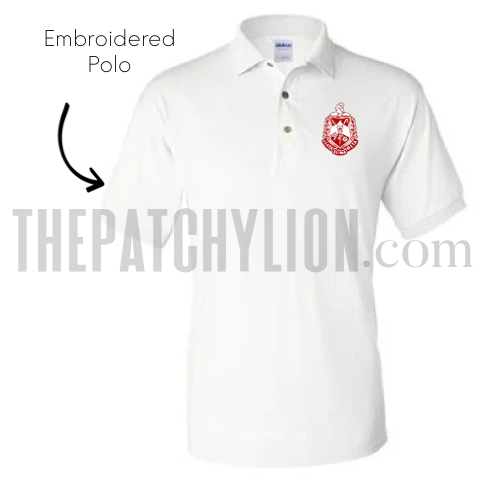 Delta Embroidered Polo White | Free Shipping