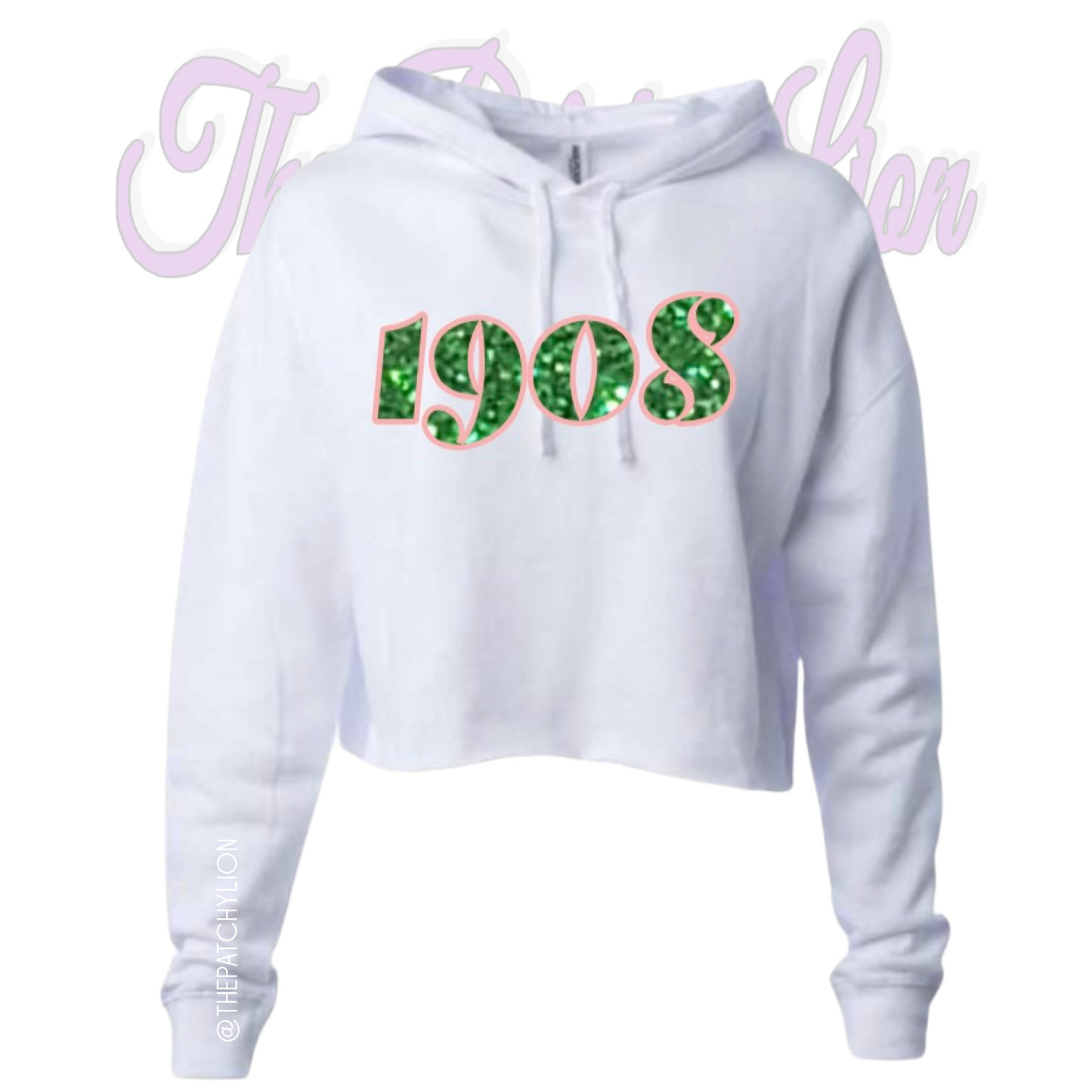 1908 Glitter Crop Hoodie White | Free Shipping