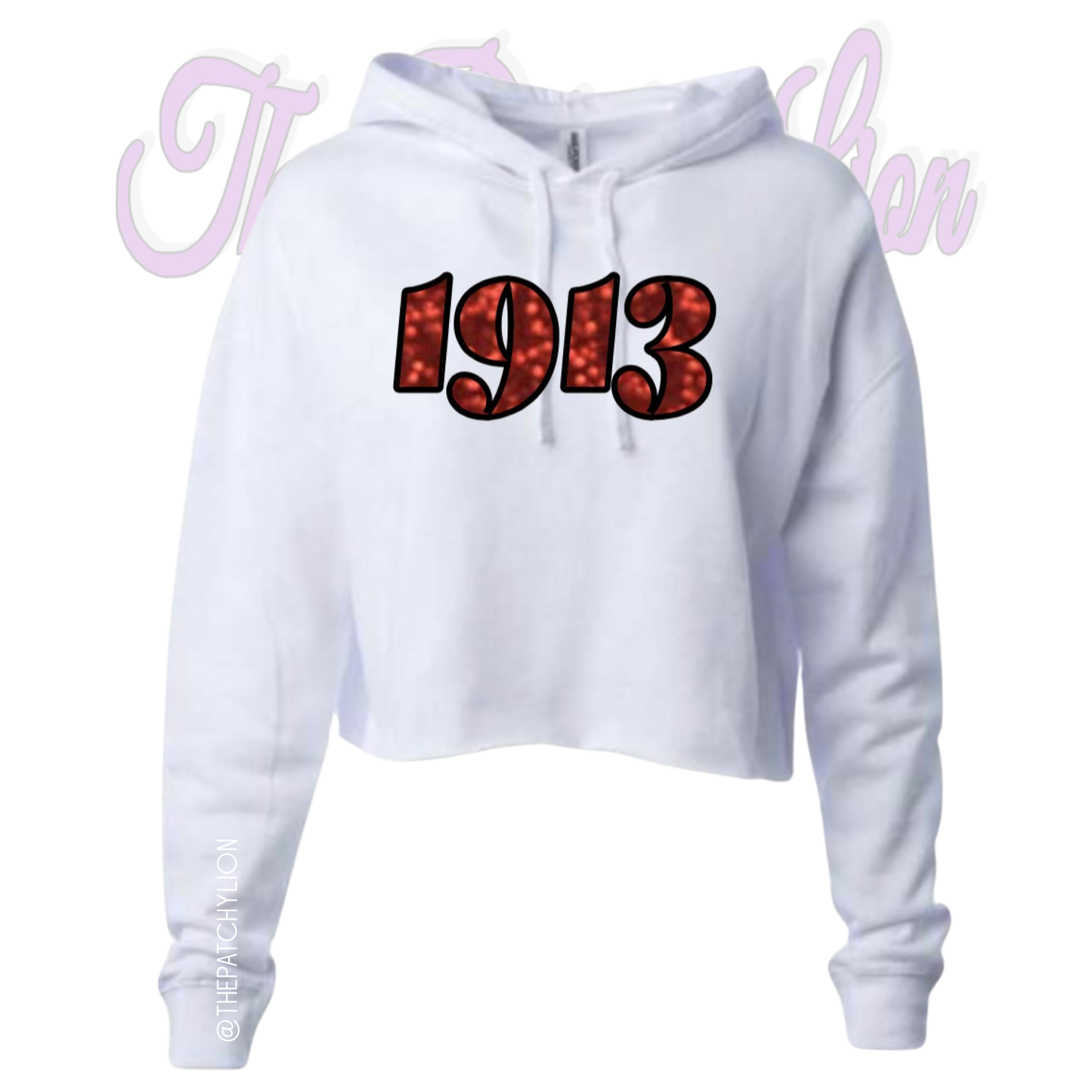 1913 Glitter Crop Hoodie White | Free Shipping