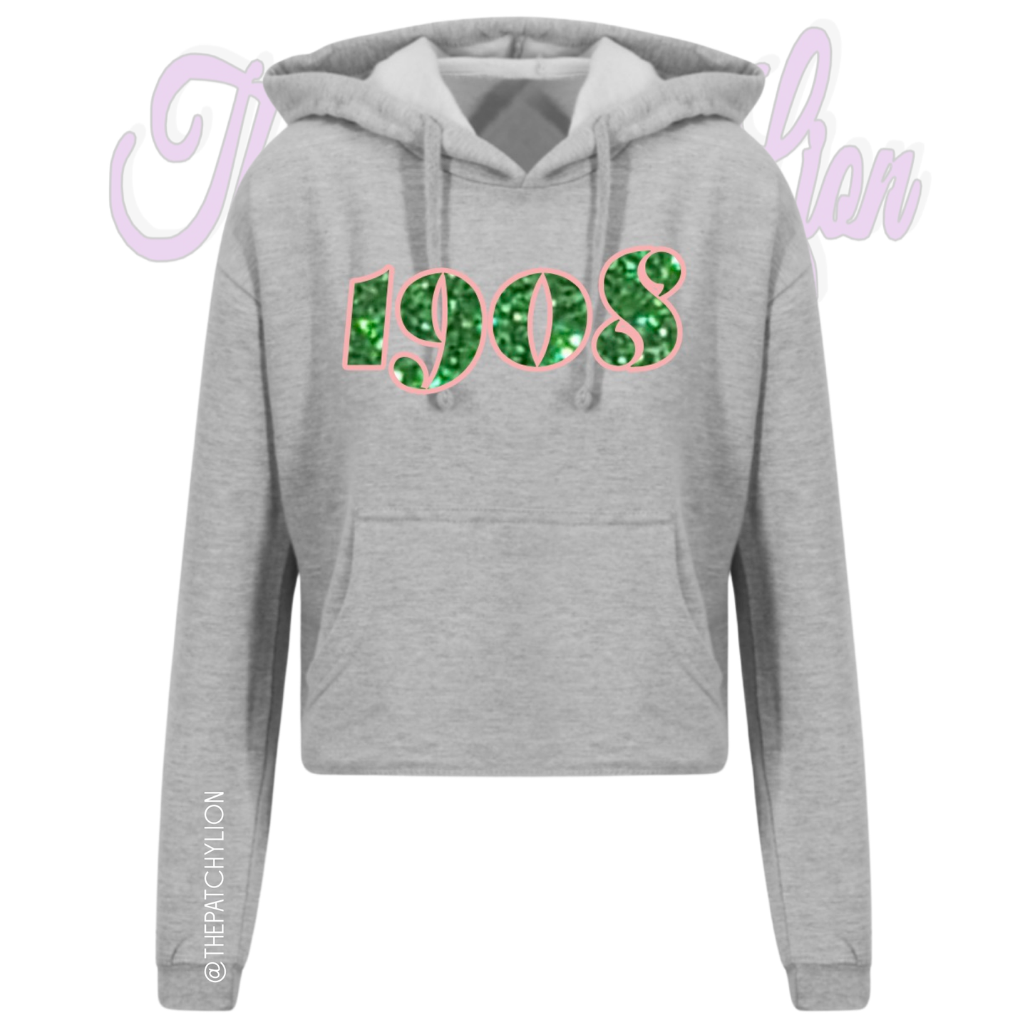 1908 Glitter Crop Hoodie Grey | Free Shipping