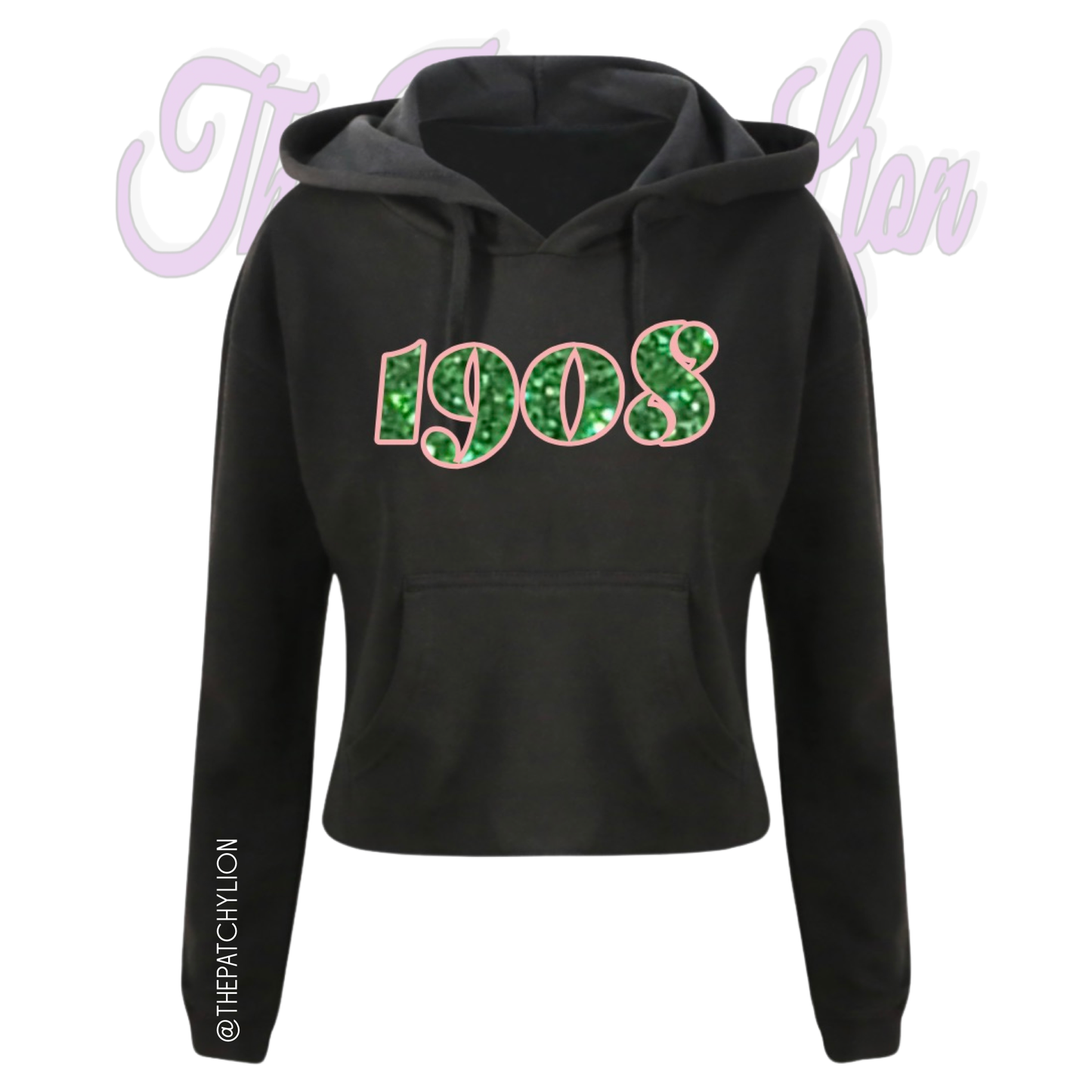 1908 Glitter Crop Hoodie Black | Free Shipping