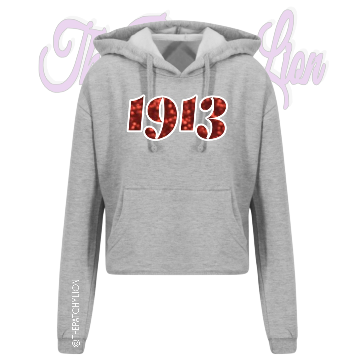 1913 Glitter Crop Hoodie Grey | Free Shipping