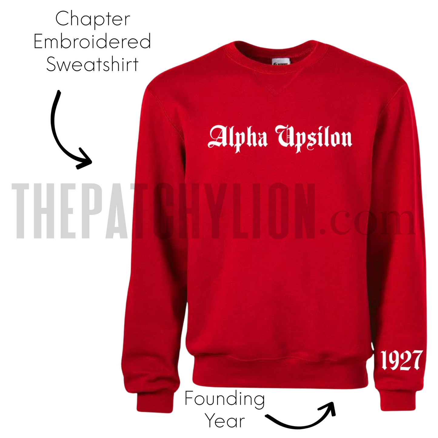 Embroidered Old English Chapter Sweatshirt with Chapter Year DST | Free Shipping