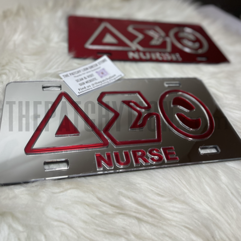 Mirrored-Acrylic License Plate Nurse Delta | Free Shipping