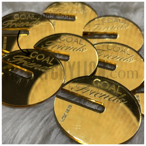 Custom Rounds Mirrored Acrylic Drink Tags | Free Shipping