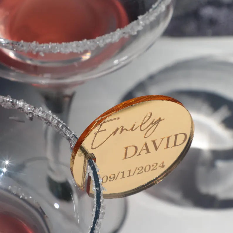 Custom Rounds Mirrored Acrylic Drink Tags | Free Shipping
