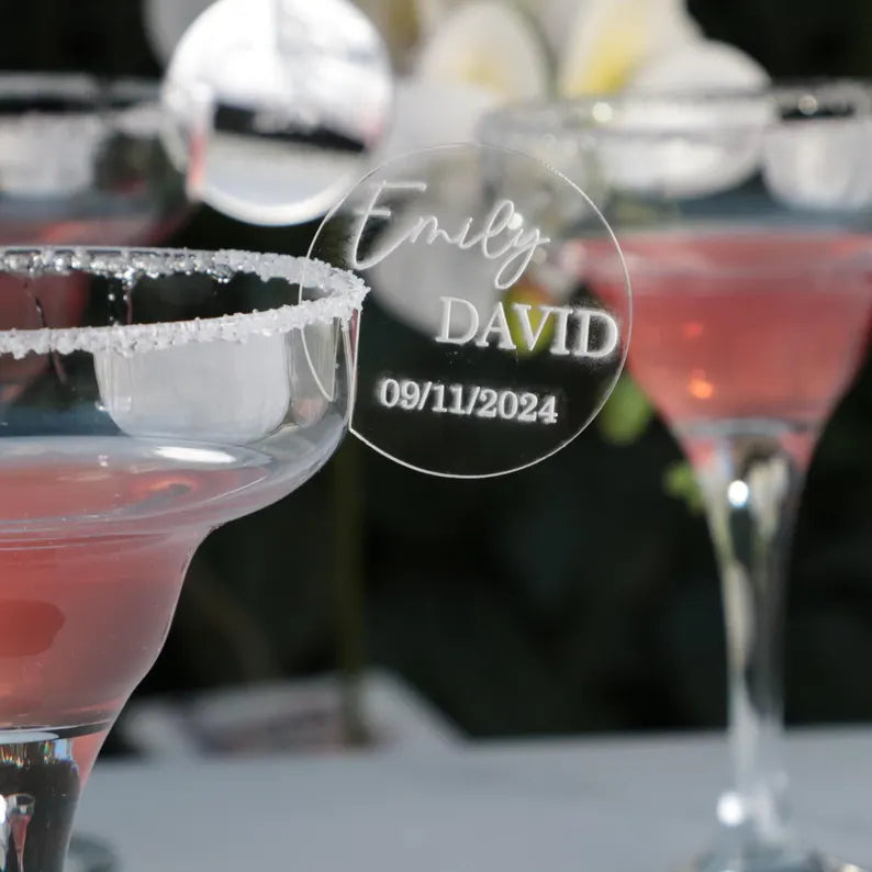 Custom Rounds Mirrored Acrylic Drink Tags | Free Shipping