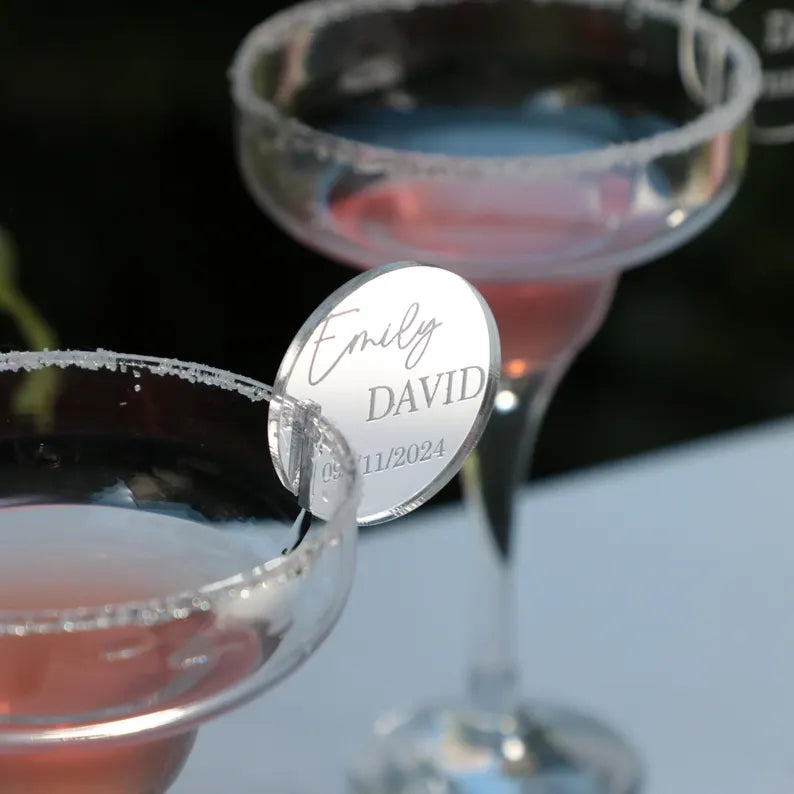 Custom Rounds Mirrored Acrylic Drink Tags | Free Shipping