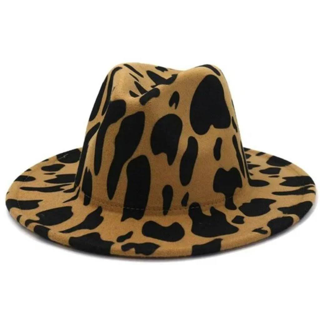 Tan Cow Print Fedora | Free Shipping