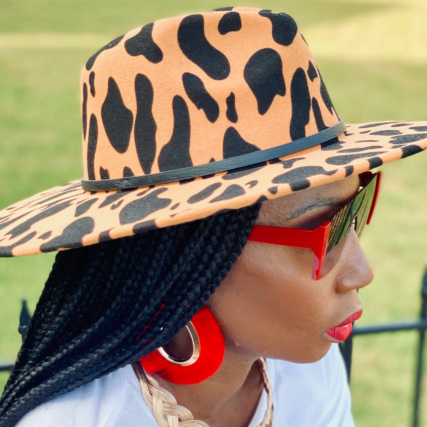 Tan Cow Print Fedora | Free Shipping