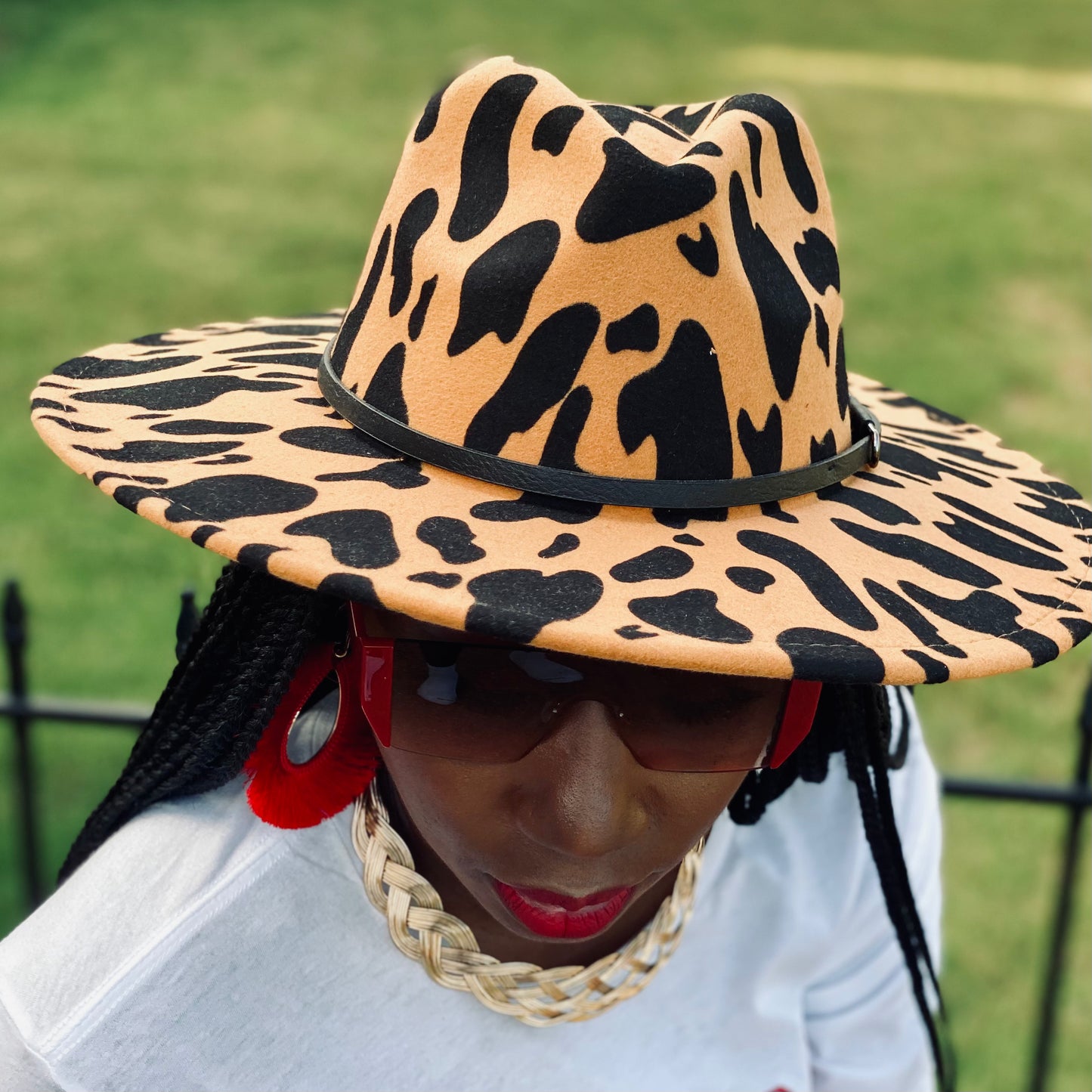 Tan Cow Print Fedora | Free Shipping