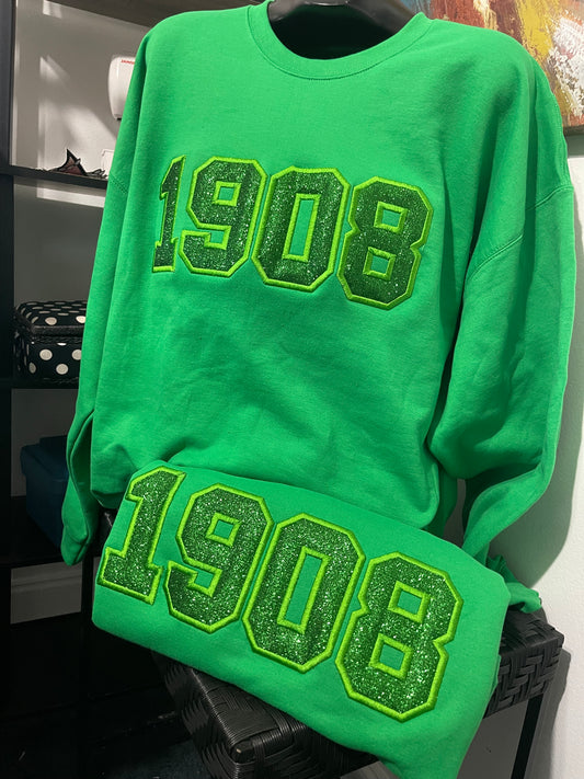 Glittered Embroidered 1908 Sweatshirt | Free Shipping