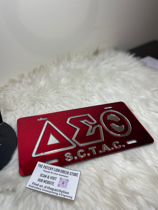 Mirrored-Acrylic Chapter License Plate Delta | Free Shipping