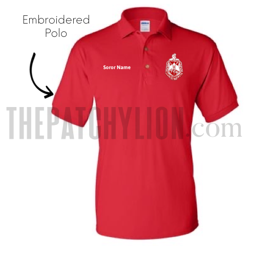 Delta Embroidered Polo Red | Free Shipping