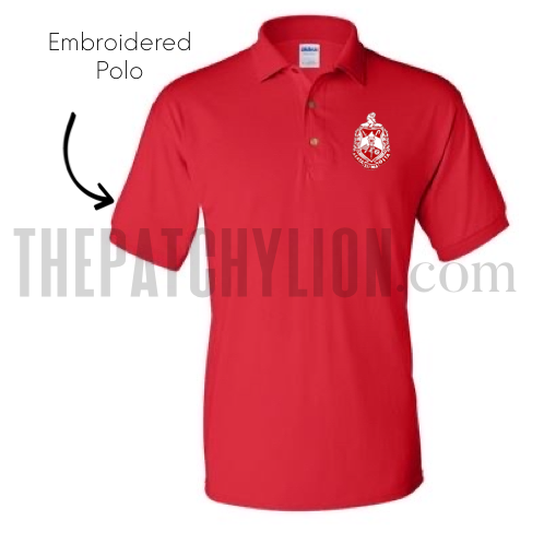 Delta Embroidered Polo Red | Free Shipping