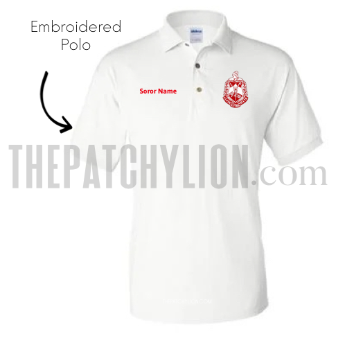 Delta Embroidered Polo White | Free Shipping