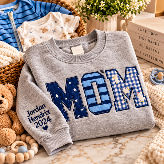 Personalized Embroidered Baby Applique’ Keepsake Mom Sweatshirt | Free Shipping
