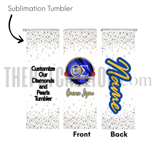 Custom Diamonds and Pearls SGRho Chapter Tumbler | Free Shipping