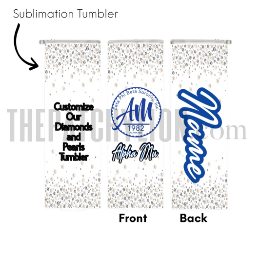 Custom Diamonds and Pearls Zeta Chapter Tumbler | Free Shipping