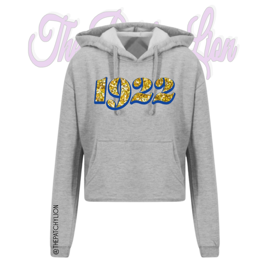 1922 Glitter Crop Hoodie Grey | Free Shipping