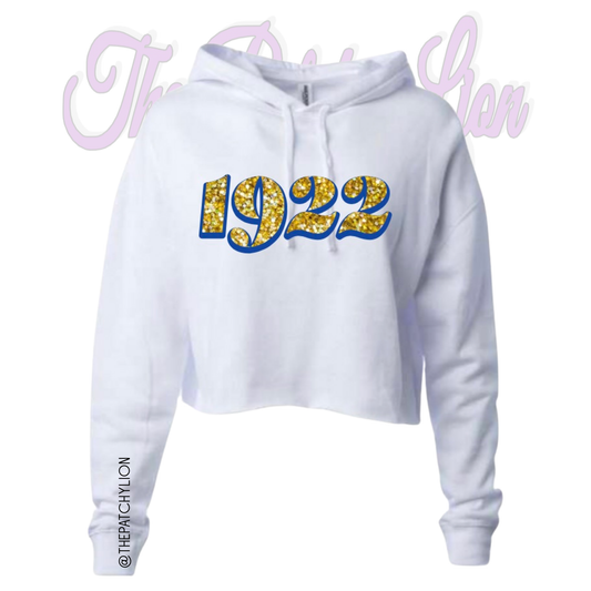1922 Glitter Crop Hoodie White | Free Shipping
