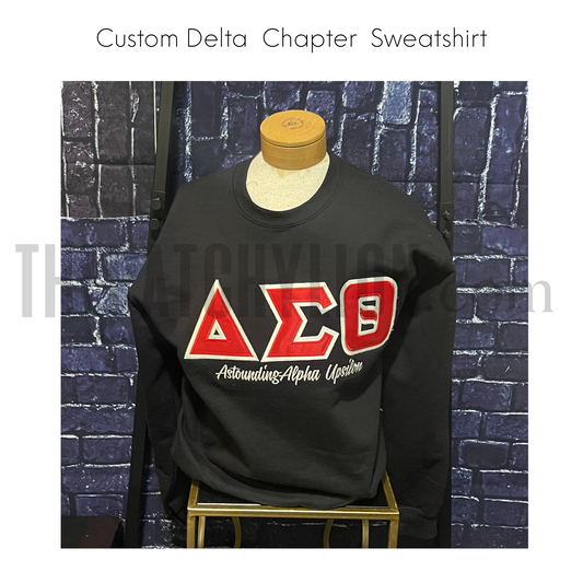 Custom Chapter Embroidered Sweatshirt Alpha Upsilon | Free Shipping