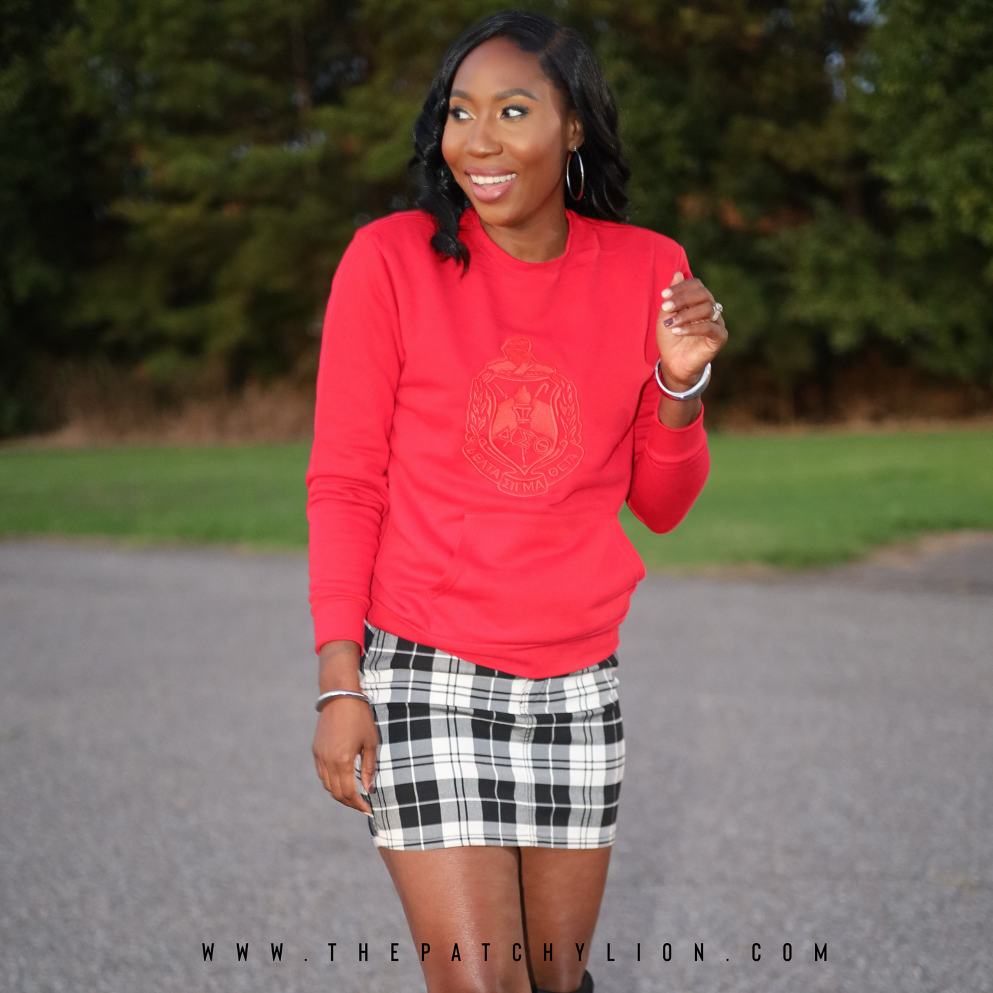 Delta Shield Front Pocket Sweatshirt Red | Free Shipping