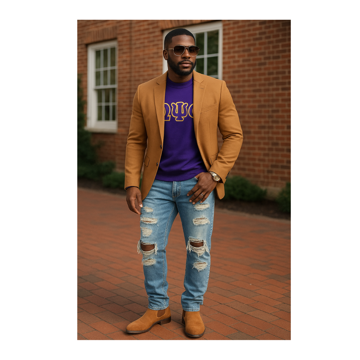 Omega Embroidered Long Sleeve Tee | Free Shipping