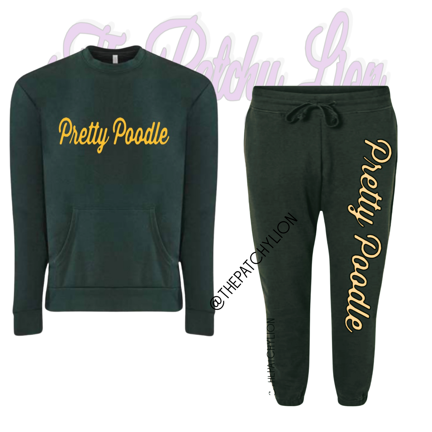 Front Pocket Pretty Poodle Jogger Set | Free Shipping