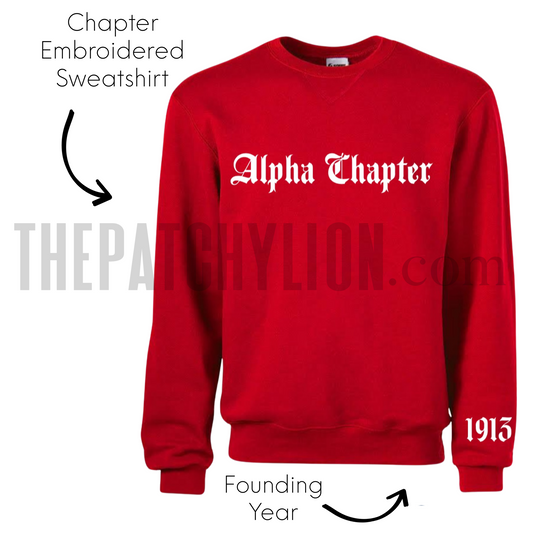 Embroidered Old English Chapter Sweatshirt with Chapter Year DST | Free Shipping
