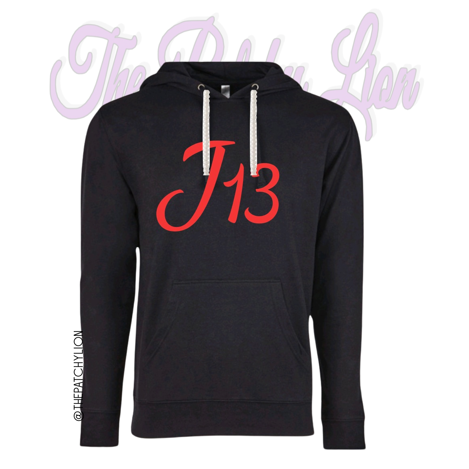 Pink hoodie with black top strings