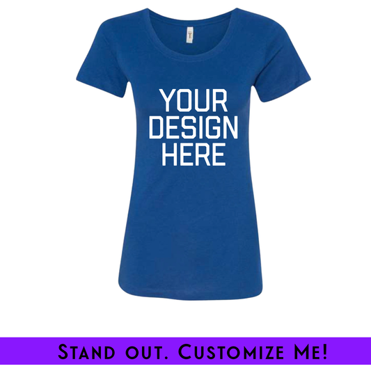 Design Your Own Ladies Fit Custom Screenprint Tee Blue (FRONT ONLY) | Free Shipping