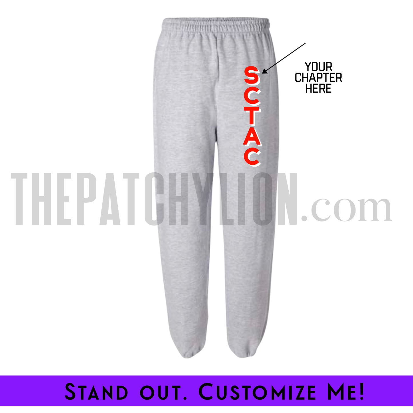 Custom Vertical Delta Chapter Stitch-On Letters Sweatpants | Free Shipping