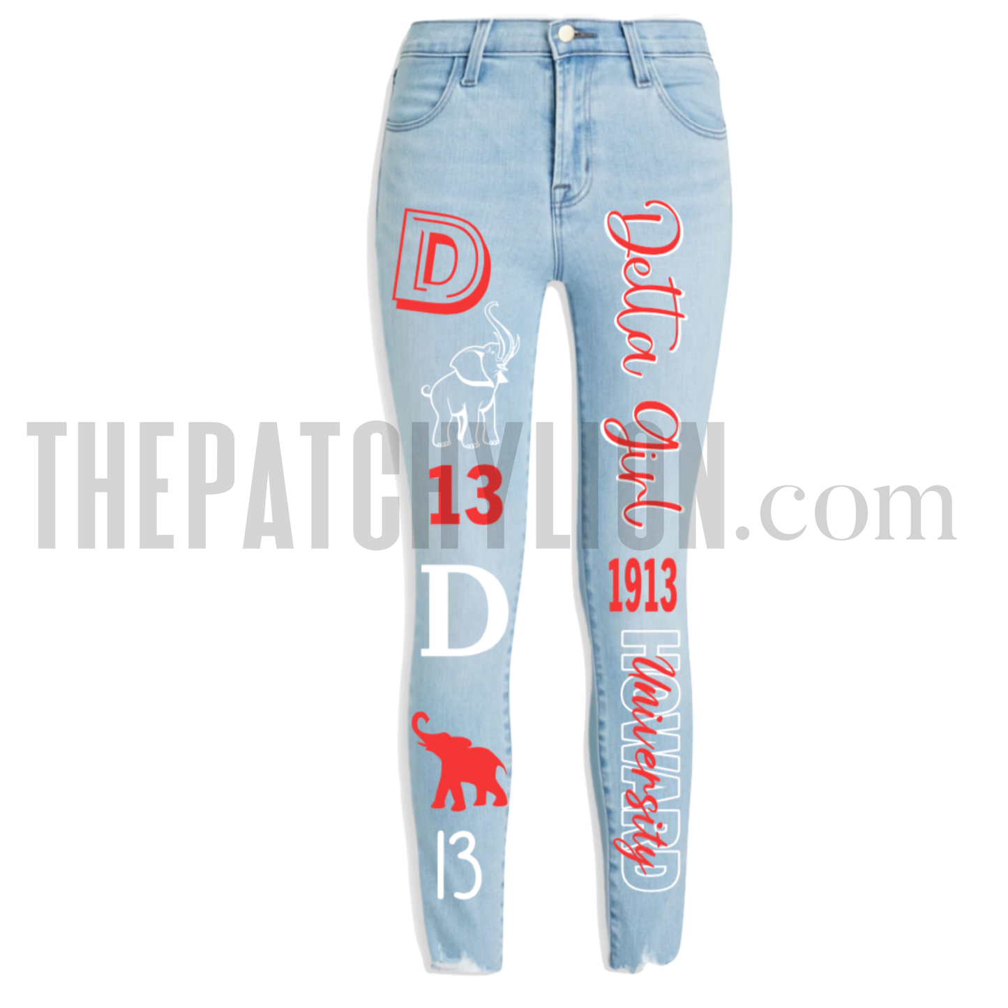 Light Denim Alphabet Soup Delta Stretchy Jeans | Free Shipping