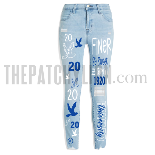 Light Denim Distressed Dove Love Finer Stretchy Jeans | Free Shipping