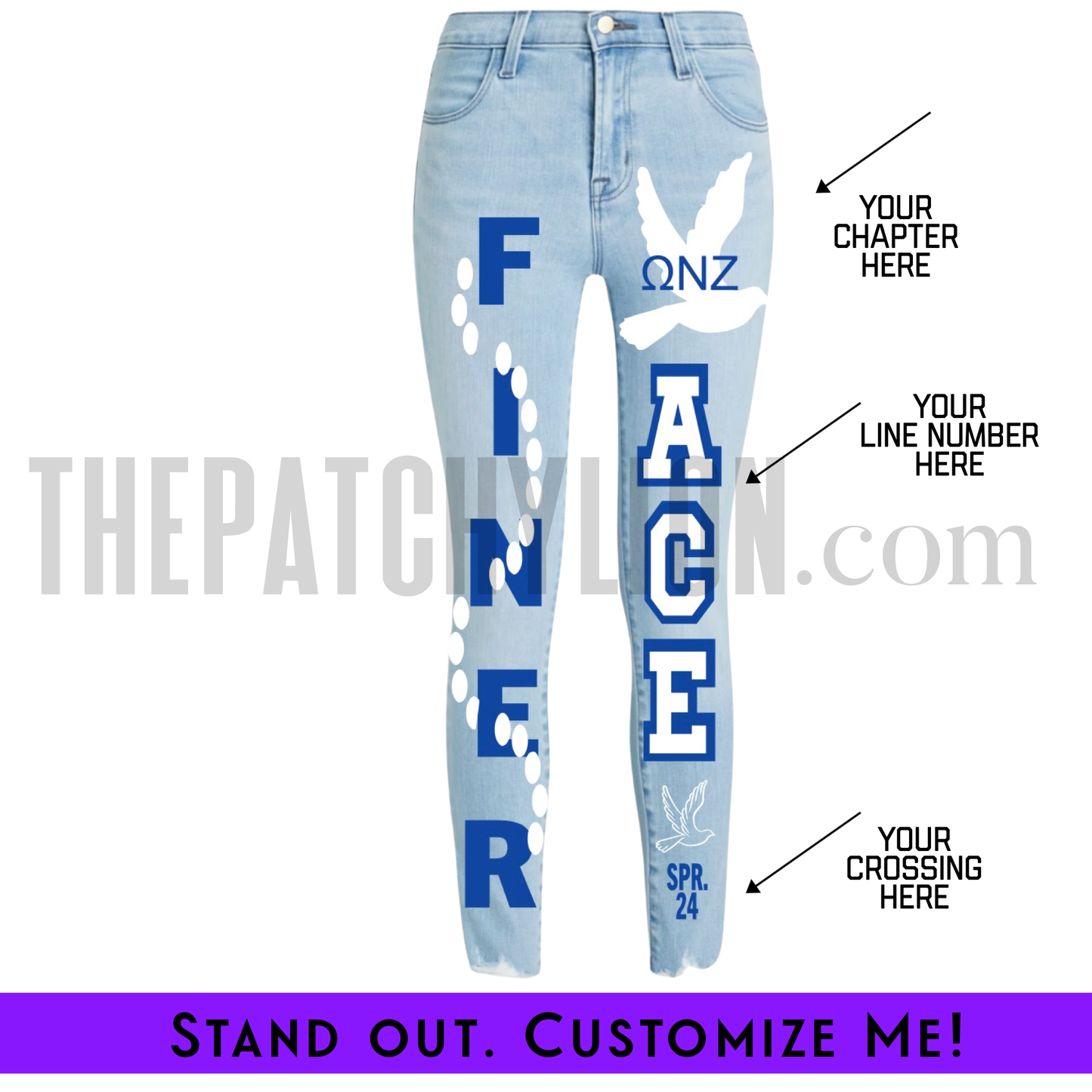 Custom Light Denim Finer Crossing Skinny Jeans | Free Shipping
