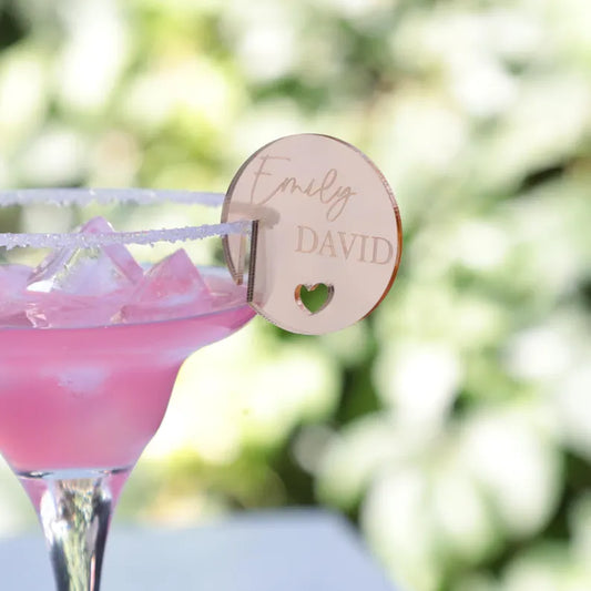 Custom Rounds Mirrored Acrylic Drink Tags | Free Shipping