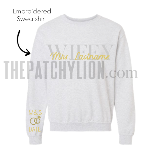 Embroidered Wifey Sweatshirt | Free Shipping