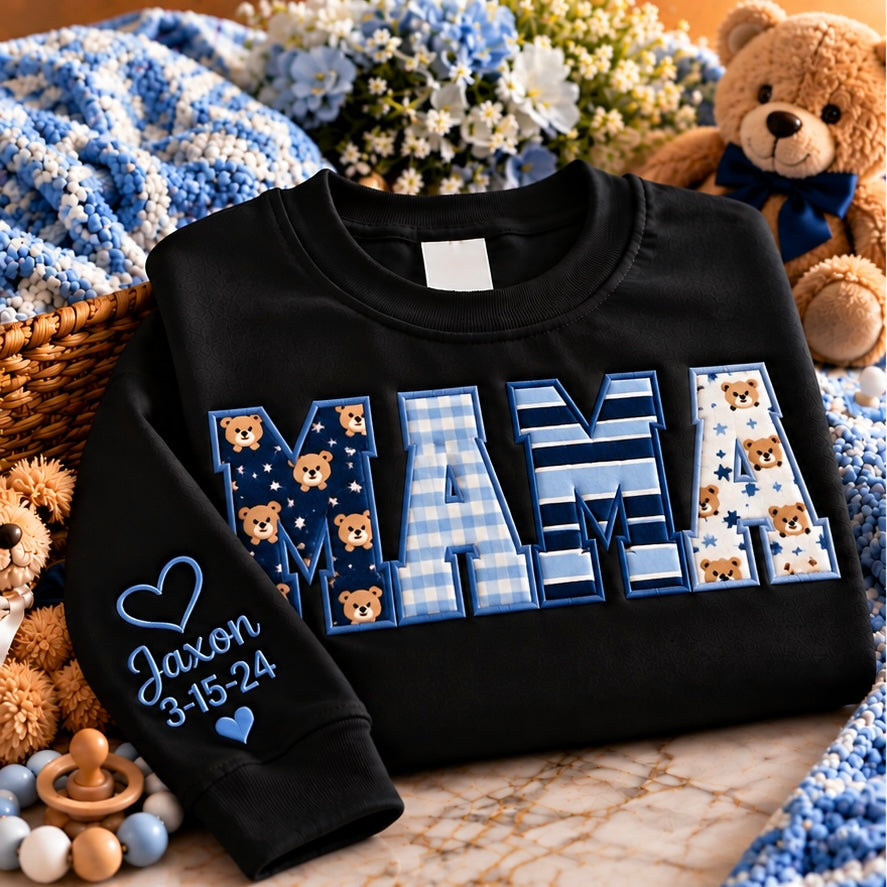 Personalized Embroidered Baby Applique’ Keepsake Mama Sweatshirt | Free Shipping (Copy)