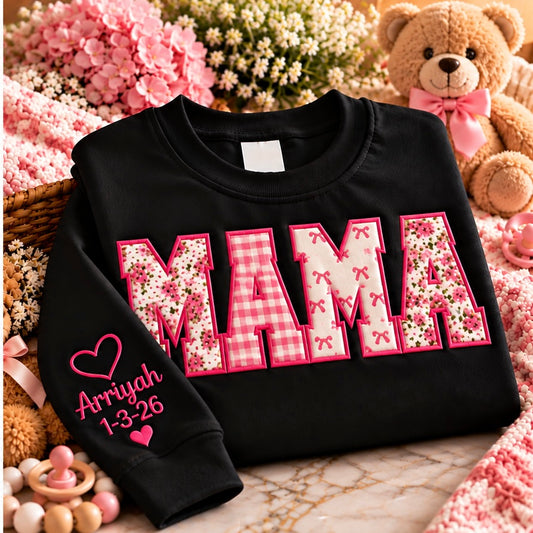 Personalized Embroidered Baby Applique’ Keepsake Mama Sweatshirt | Free Shipping (Copy)